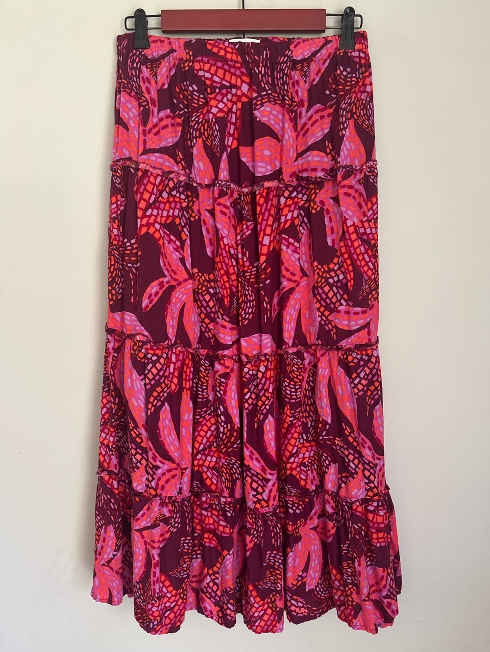 Jasper Pink & Orange Floral Rayon Skirt NWOT